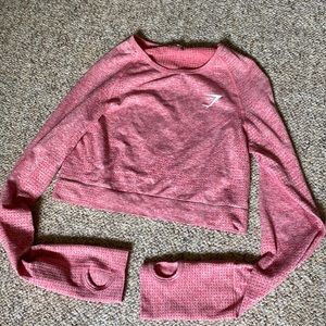 Gym Shark pink cropped long sleeve workout top size small